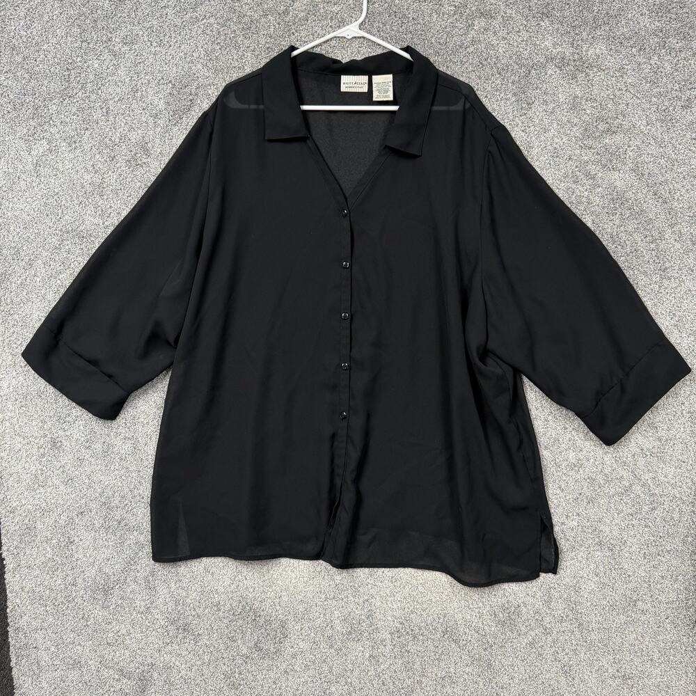 White Stag Tunic Blouse 30W/32W Plus Sheer Layering Goth Witchy Office Siren